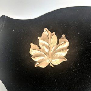 Gret Barkin Brooch Pin Hand Wrought Copper Maple Leaf Signed Vintage 1 3/4"